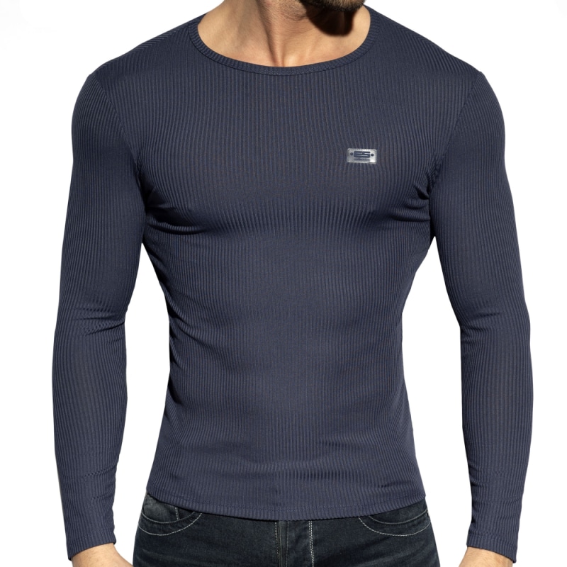 ES Collection Recycled Rib Long Sleeves T-Shirt - Navy