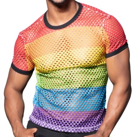 Andrew Christian T-Shirt Pride Mesh Arc-en-Ciel