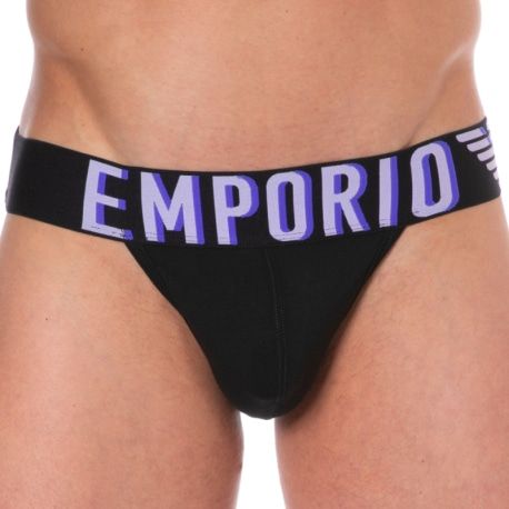 Emporio Armani Jock Strap Megalogo Coton Noir