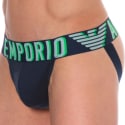 Emporio Armani Jock Strap Megalogo Coton Bleu Marine
