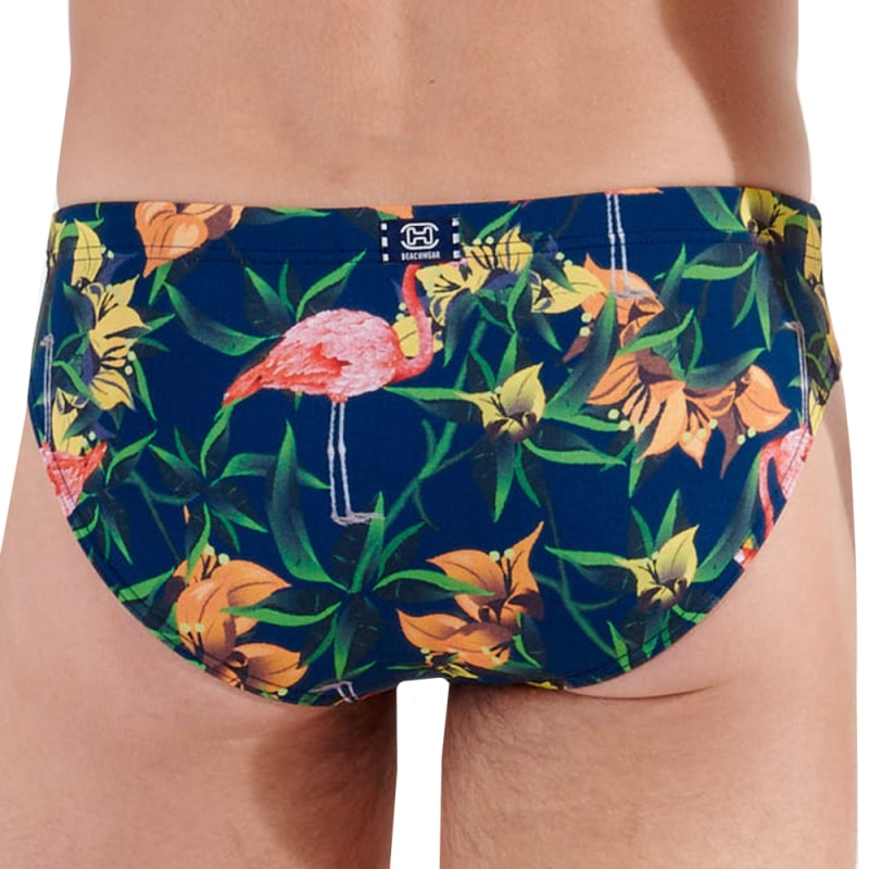 HOM Slip de Bain Flamingo Bleu Marine