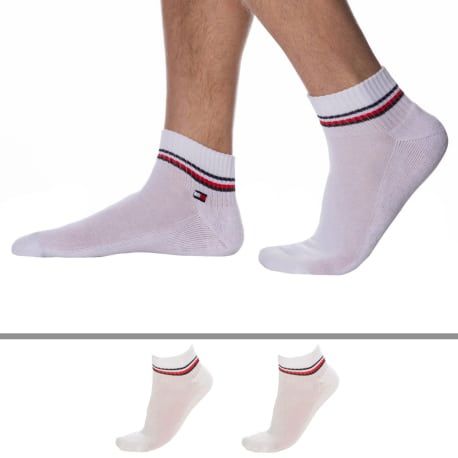 Tommy Hilfiger Lot de 2 Paires de Socquettes Sport Iconic Blanches