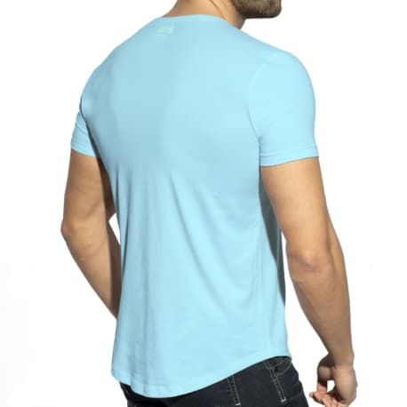 ES Collection T-Shirt Col V Plongeant Bleu Ciel