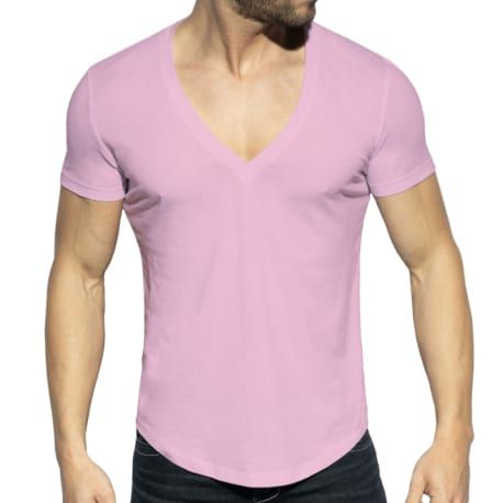 ES Collection Deep V-Neck T-Shirt - Pink
