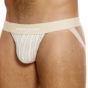 Modus Vivendi Striped Crochet Jockstrap - Beige
