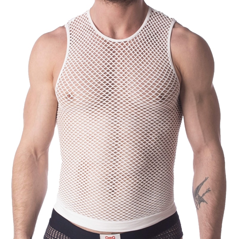Barcode Débardeur Fishnet Stefano Blanc