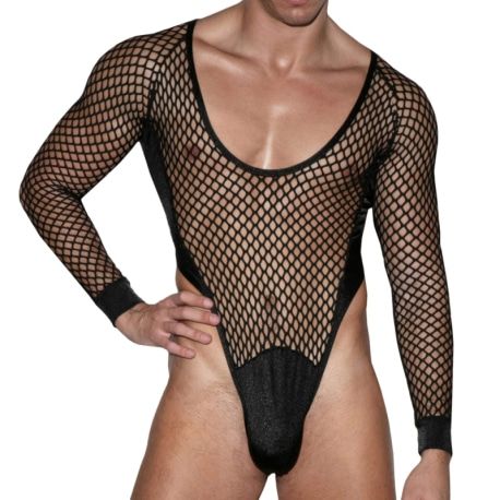 Body String Cupido Résille Noir