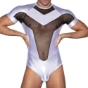  Zeus Short-Sleeve Bodysuit - Metallic White