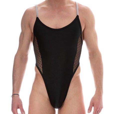  Cadena Thong Bodysuit - Black