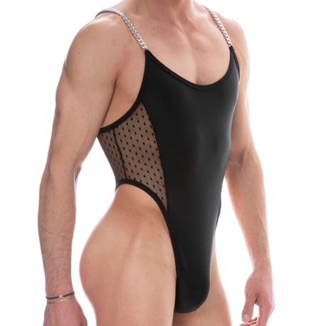  Cadena Thong Bodysuit - Black