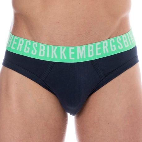 Bikkembergs Lot de 3 Slips Fashion Coton Noir - Marine - Blanc