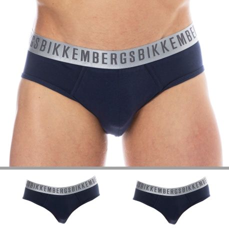 Bikkembergs Lot de 2 Slips Silver Coton Bleu Marine