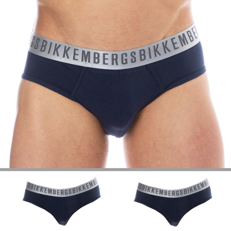 Bikkembergs Lot de 2 Slips Silver Coton Bleu Marine
