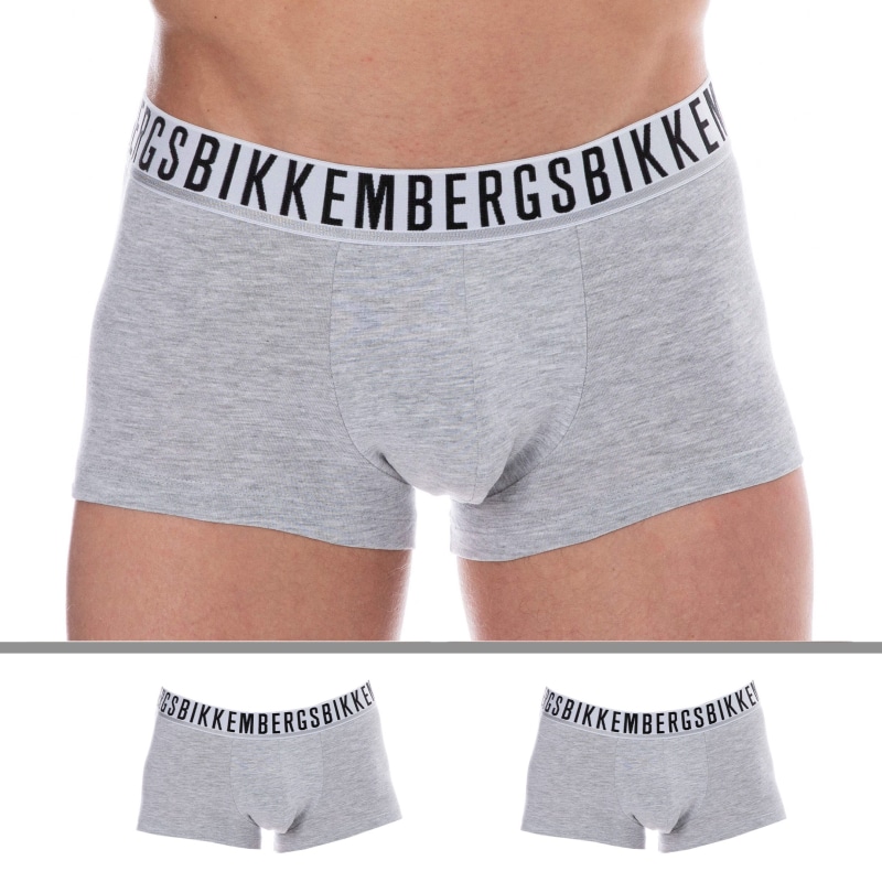Bikkembergs 2-Pack Essential Cotton Boxer Briefs - Heather Grey
