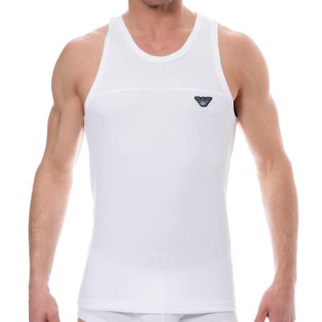 Emporio Armani Débardeur Ribbed Stretch Cotton Blanc