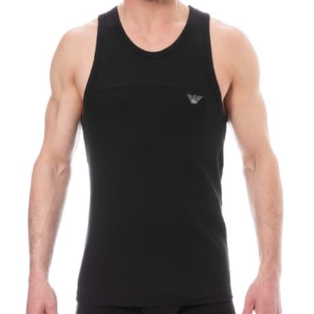 Emporio Armani Débardeur Ribbed Stretch Cotton Noir