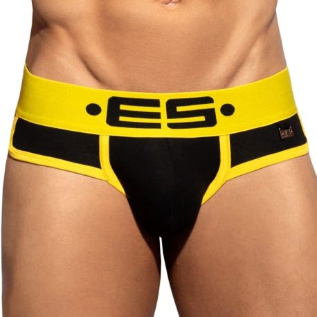 ES Collection Slip Double Side Coton Noir - Jaune