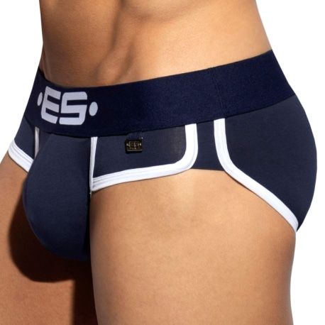 ES Collection Slip Double Side Coton Marine - Blanc