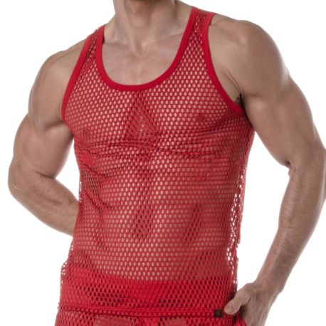 TOF Paris Débardeur See Through Mesh Rouge