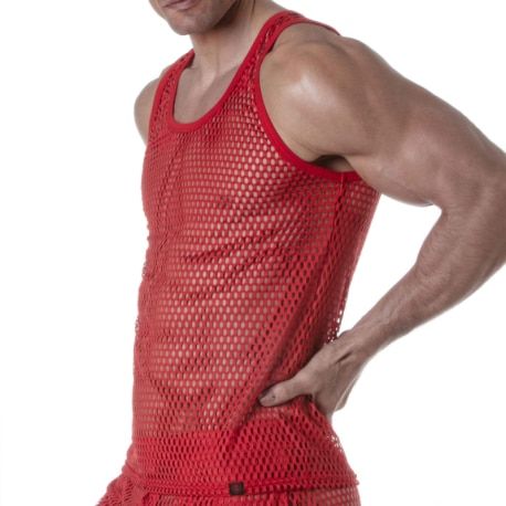 TOF Paris Débardeur See Through Mesh Rouge