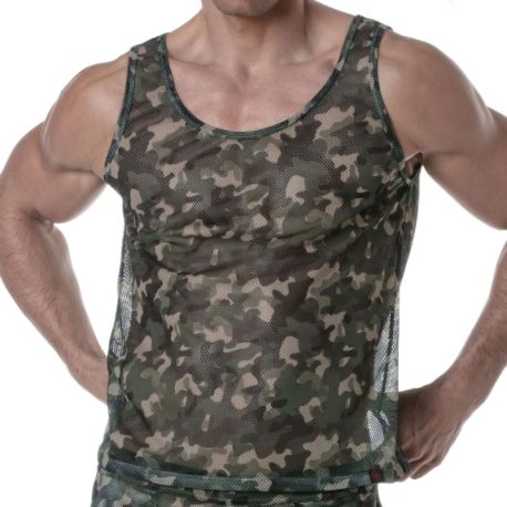 TOF Paris Débardeur See Through Résille Camouflage