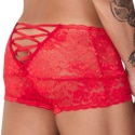  Boxer en Dentelle à Lacets Rouge