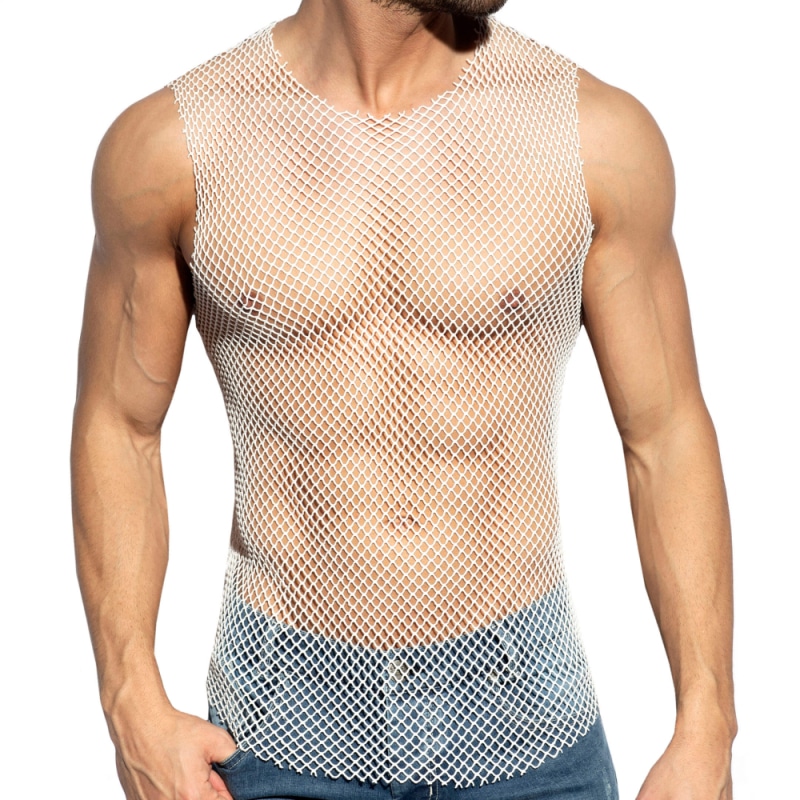 ES Collection Beachy Net Tank Top - White