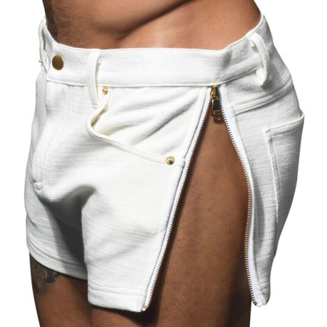Andrew Christian Short Stretch Skinny Zip Blanc