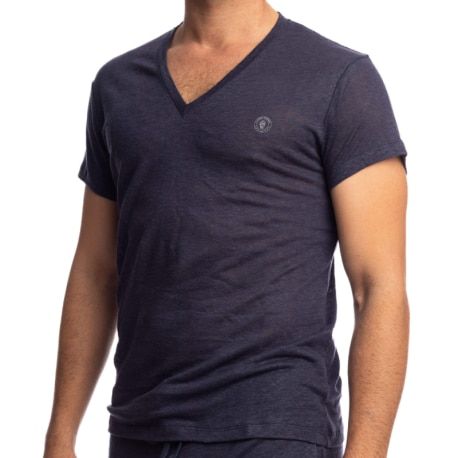 L'Homme invisible T-Shirt Col V Nieuport Bleu Marine