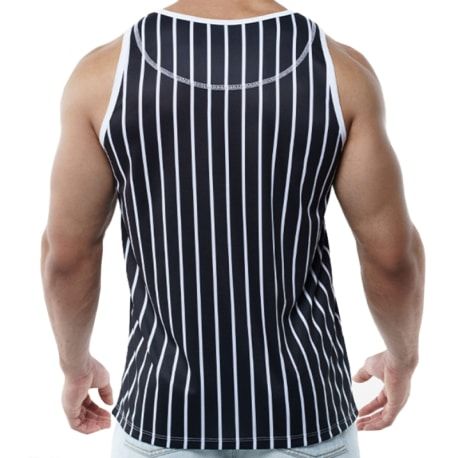 Pump! Striped Tank Top - Black - White