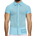 Modus Vivendi Striped Crochet Shirt - Light Blue