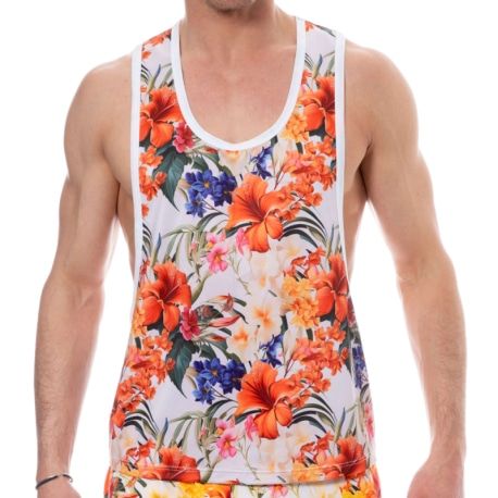 SKU Tropical Summer Tank Top - White
