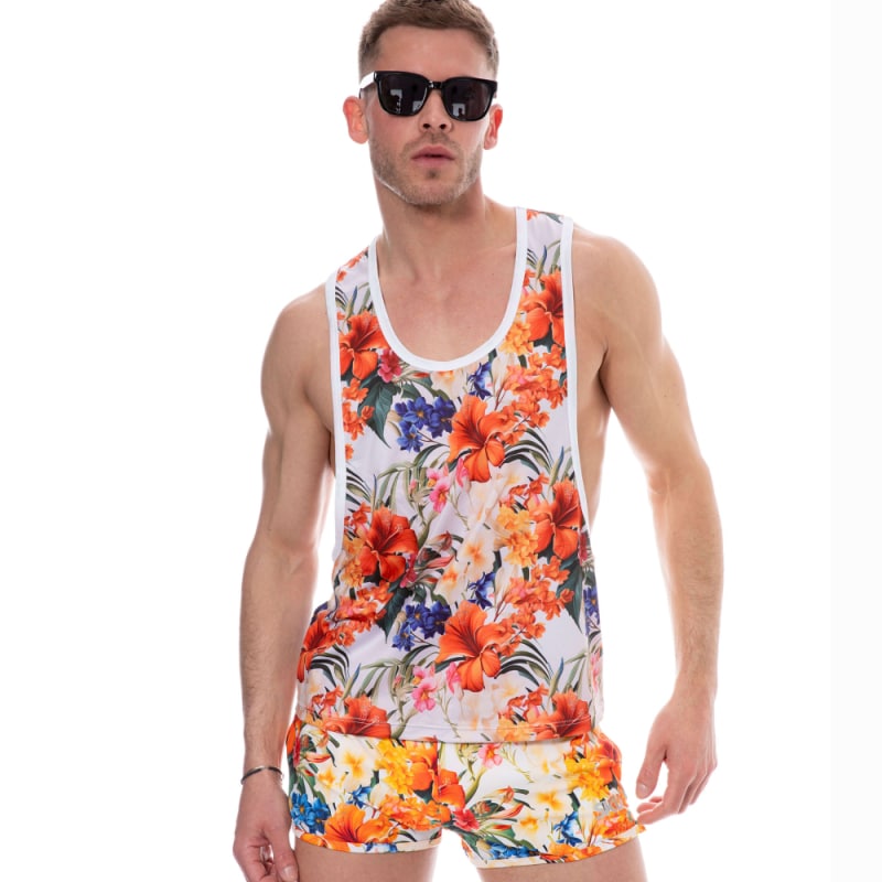 SKU Tropical Summer Tank Top - White