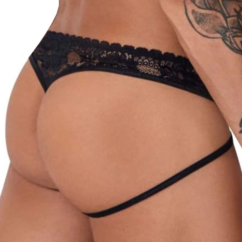  Lace Jock Thong - Black