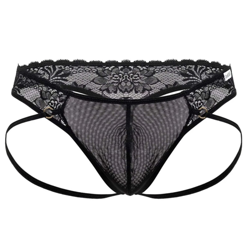  Lace Jock Thong - Black