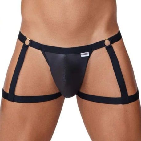  Jock Strap Jarretière Simili-Cuir Noir