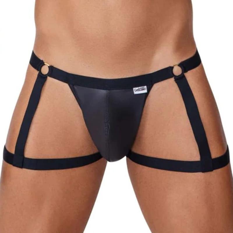  Jock Strap Jarretière Simili-Cuir Noir