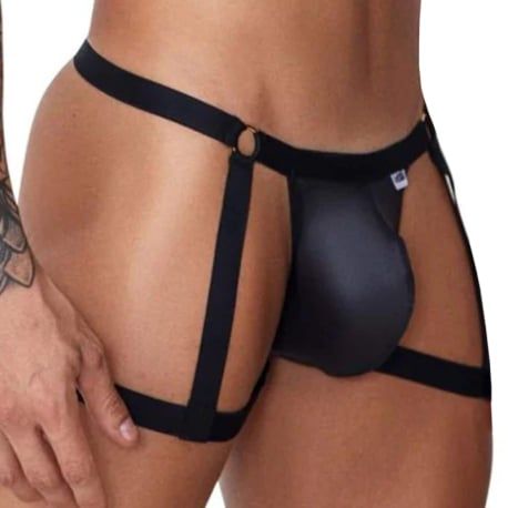  Jock Strap Jarretière Simili-Cuir Noir