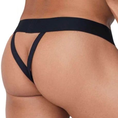  Fringe V Thong - Black