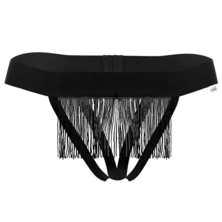  Fringe V Thong - Black