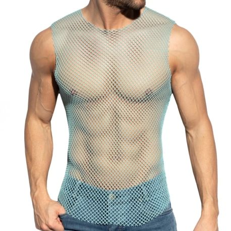 ES Collection Beachy Net Tank Top - Sky Blue