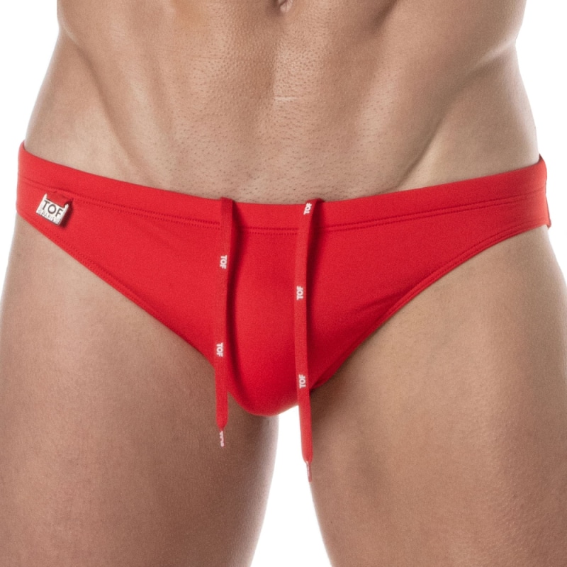 TOF Paris Slip de Bain Mini Uni Rouge