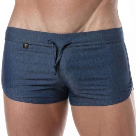 TOF Paris Short Rétro en Denim Léger Bleu