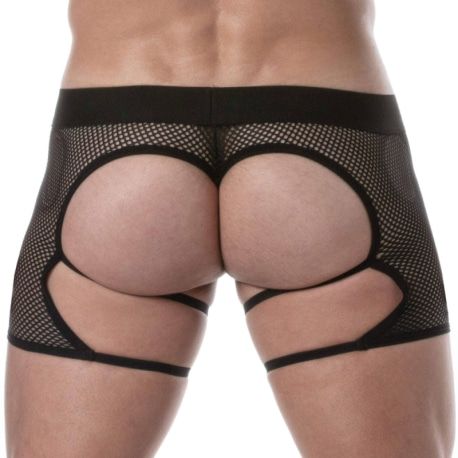 TOF Paris Circuit Fishnet Chaps Thong - Black