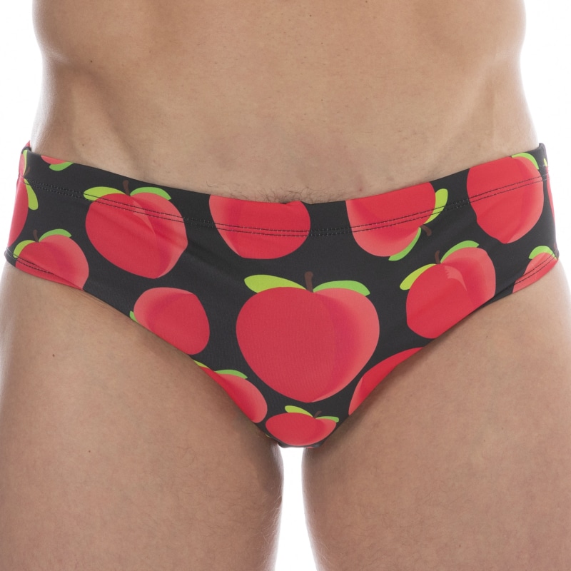 Barcode Slip de Bain Bottom Noir - Rouge