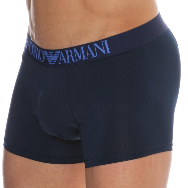 Emporio Armani All Over Printed Microfiber Boxer Briefs - Navy
