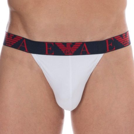 Emporio Armani Bold Monogram Cotton Jock - White