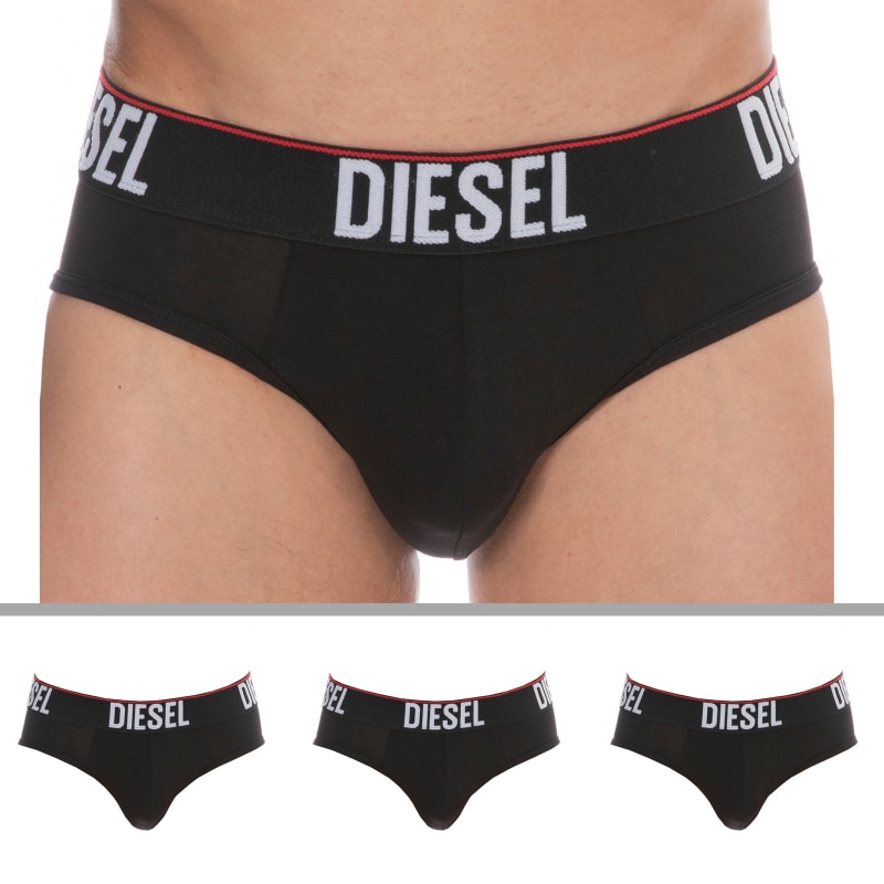 Diesel Lot de 3 Slips Coton Stretch Noirs
