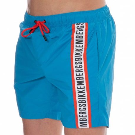 Bikkembergs Short de Bain Logo Tape Bleu Azur