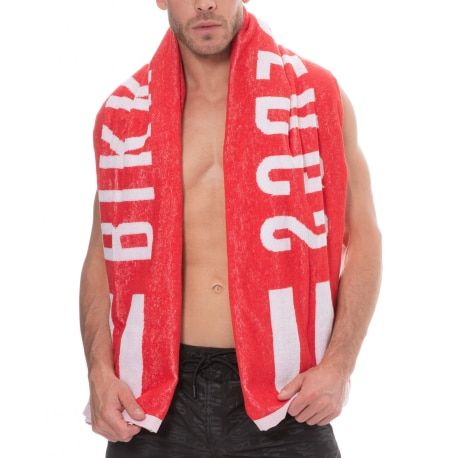 Bikkembergs Drap de Bain Logo Blanc - Rouge